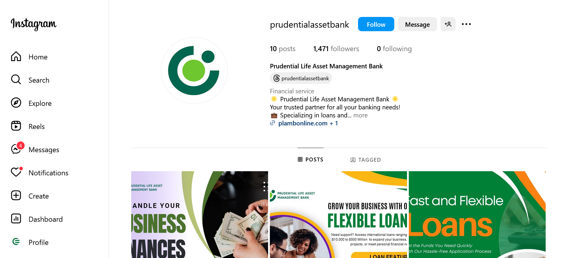 ONLINE BANK WEBSITE AND ITS SOCIAL MEDIA PAGES